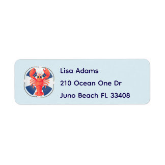 Chic Watercolor Lobster & Lifebuoy Birthday Label