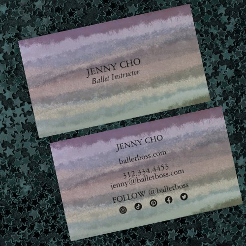Chic Watercolor Minimalist Textured Brushstrokes  Business Card