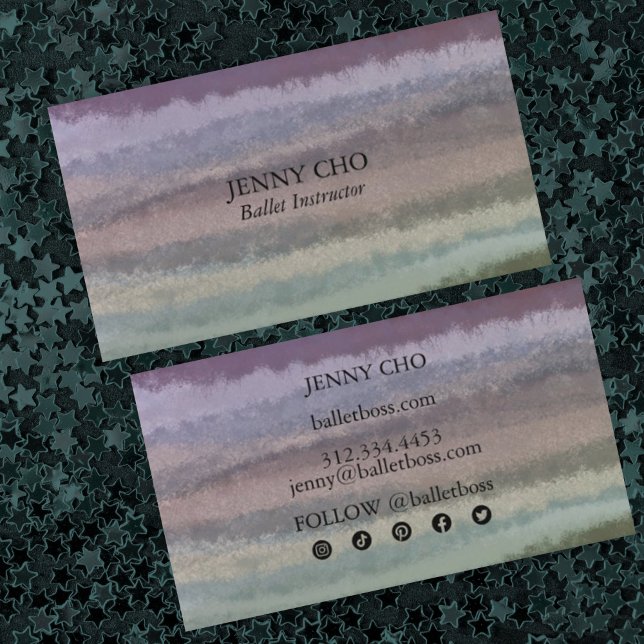 Chic Watercolor Minimalist Textured Brushstrokes  Business Card (Creator Uploaded)