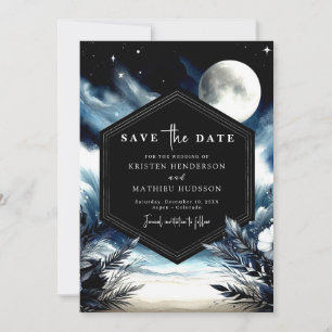 Chic Watercolor Moonlit Wedding Save The Date