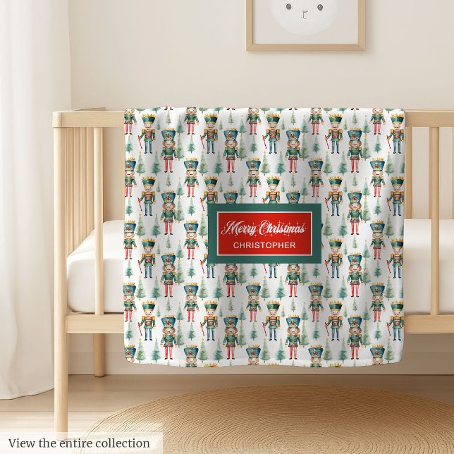Chic watercolor nutcracker monogrammed baby fleece blanket (Chic watercolor nutcracker monogrammed baby fleece)