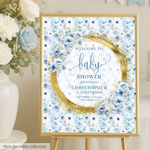 Chic Watercolor Pastel Blue Baby Shower Welcome Foam Board