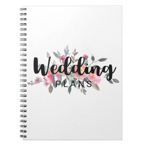 Chic Watercolor Peony Floral Wedding Planner Notebook