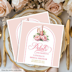 Chic Watercolor Petals and Prosecco Party Napkins