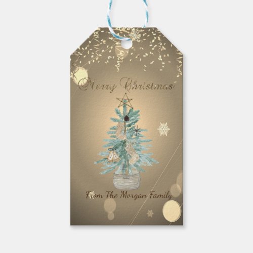 Chic Watercolor Pine TreeStars Confetti  Gift Tags