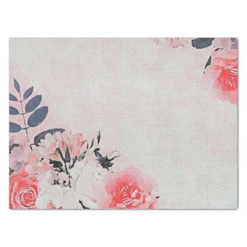 Chic Watercolor Pink Beige Cream Floral Bouquet  Tissue Paper