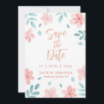 Chic Watercolor Pink Floral Wedding Save the date Invitation<br><div class="desc">Size: 5" x 7"</div>