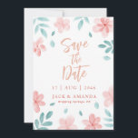 Chic Watercolor Pink Floral Wedding Save the date Invitation<br><div class="desc">Size: 5" x 7"</div>