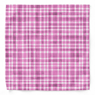 Chic Watercolor Pink Plaid pattern Bandana