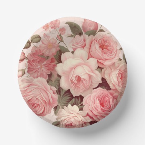 Chic Watercolor Pink Roses Paper Bowls