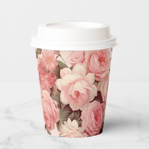 Chic Watercolor Pink Roses Paper Cups