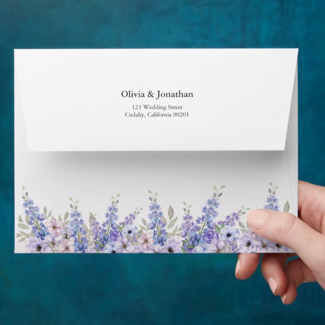 Chic Watercolor Purple Flower  Envelope (Hand)
