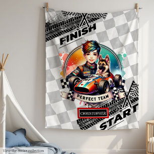 Chic Watercolor Racing Boy Formula 1 Blanket