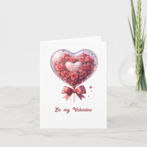 Chic watercolor red roses in heart_shaped balloon card