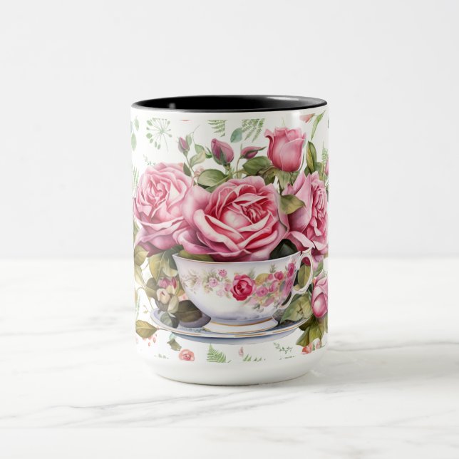 chic watercolor roses mug (Center)