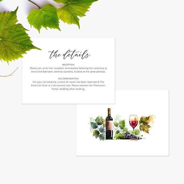 Chic Watercolor Script Wedding Details Card (Creator Uploaded)