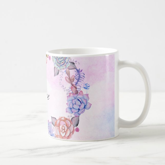 Chic Watercolor Succulents Wreath Coffee Mug (Right)