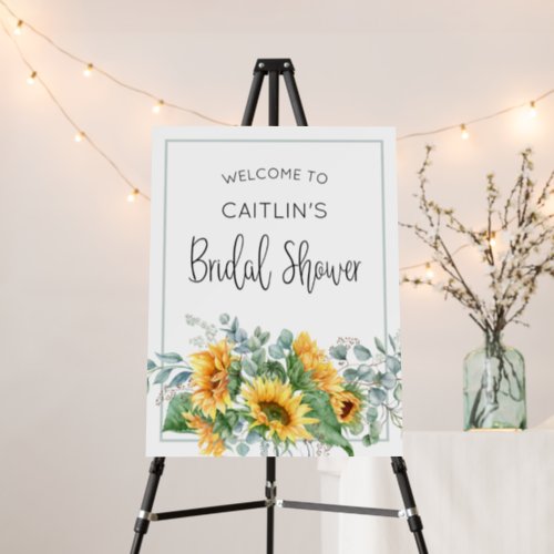 Chic Watercolor Sunflower Bridal Shower Welcome Foam Board