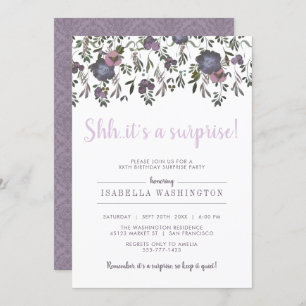 Chic Watercolor Surprise Birthday Party Invitation