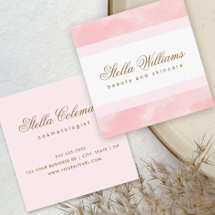 Chic watercolor trendy spa boutique calligraphy square business card