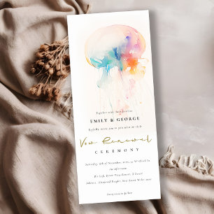 Chic Watercolor Underwater Jellyfish Vow Renewal Invitation