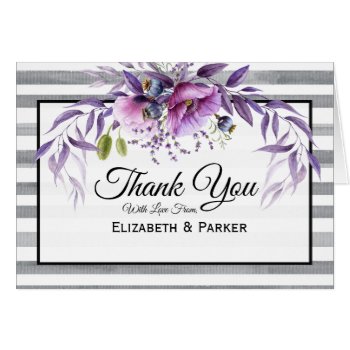 Chic Watercolor Violet Poppy Wedding Thank You by GiftShopOnline at Zazzle