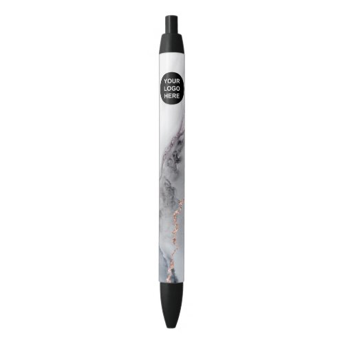 Chic Watercolor White and Rose Gold Agate Business Black Ink Pen