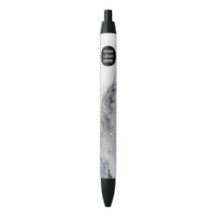 Chic Watercolor White and Rose Gold Agate Business Pen
