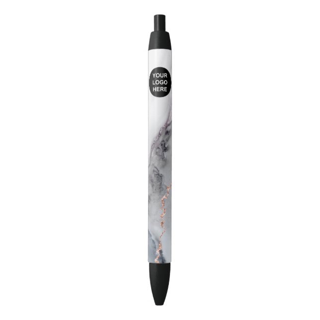 Chic Watercolor White and Rose Gold Agate Business Pen (Front Vertical)