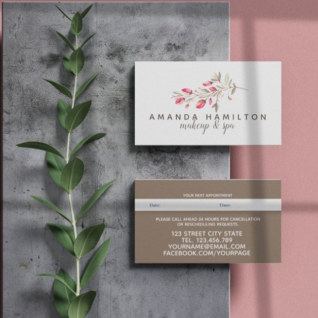 Chic Watercolor wild meadow pink flow Appointment Card (Creator Uploaded)