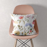 Chic Watercolor Wildflowers & Foliage Pattern Throw Pillow<br><div class="desc">Our beautiful country meadow watercolor field wildflower pillow design is handpainted with love. We've selected a beautiful light color palette to create an elegant and calm mood. Our watercolor wildflowers are arranged to create this beautiful floral wreath arrange. Our wildflower illustrations are painted by us in watercolor and then digitally...</div>