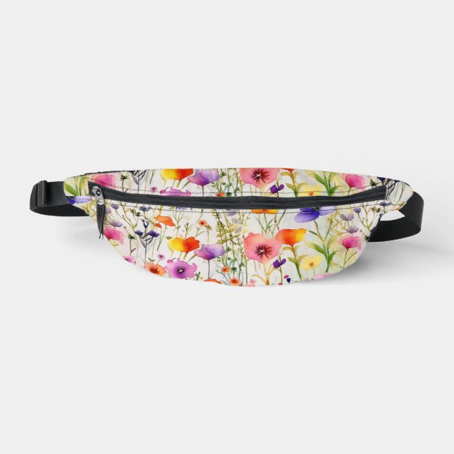 Chic watercolor wildflowers pattern  fanny pack (Front)