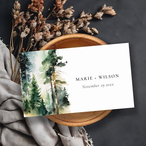 Chic Watercolor Woodland Forest Wedding Website Enclosure Card