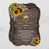Chic Watercolour Sunflowers Wood Bridal Tea Party Invitation (Front/Back)