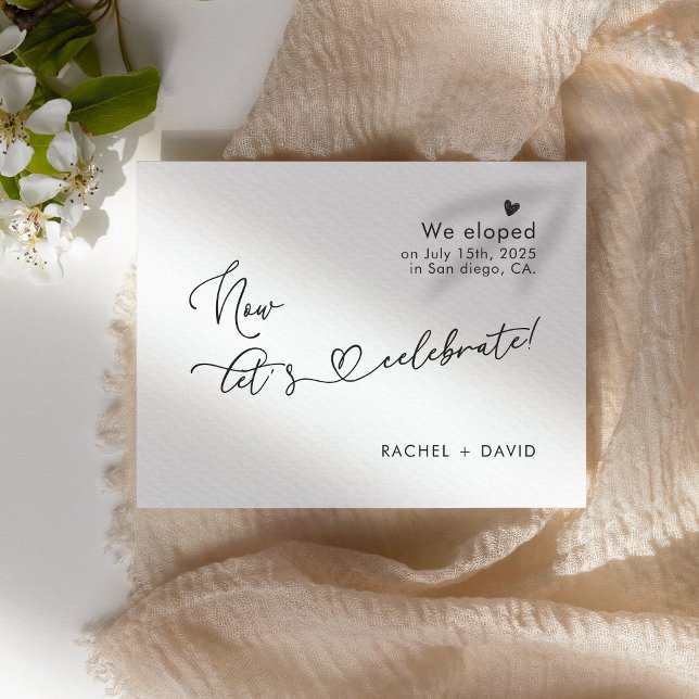 Chic We Eloped Now Let's Celebrate Photo Elopement Invitation (Creator Uploaded)