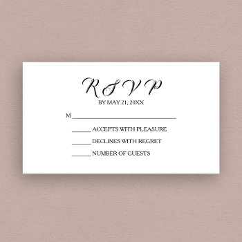 Chic Wedding Black White Rsvp Card by Thank_You_Always at Zazzle