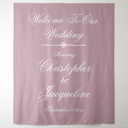Chic Wedding Bride Groom Names Dusty Pink Backdrop