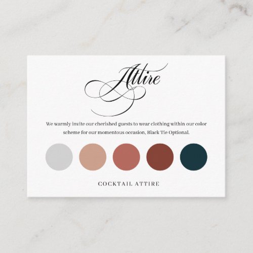 Chic Wedding Color Palette Attire Dress Code Cards