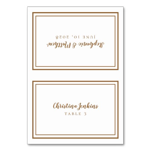 Chic Wedding Custom Rustic Brown Guest Place Card 