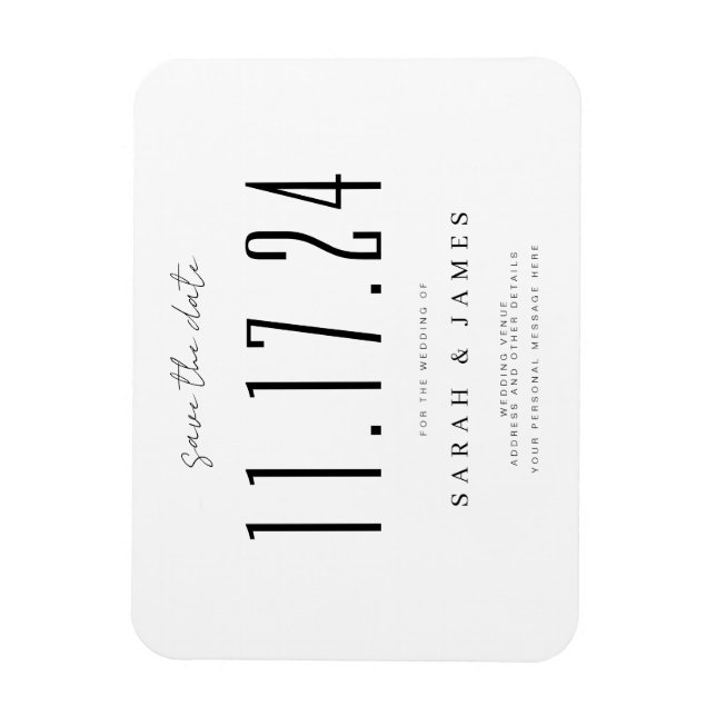 Chic Wedding Date Non-Photo Save The Date Magnet (Vertical)