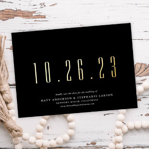 Chic Wedding Date Save The Date Real Foil Card