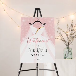 Chic Wedding Dress Welcome Bridal Shower Design Foam Board