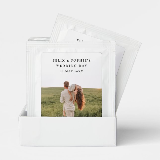 Chic Wedding Favor | Minimalist Elegant Photo Tea Bag Drink Mix (Pair)