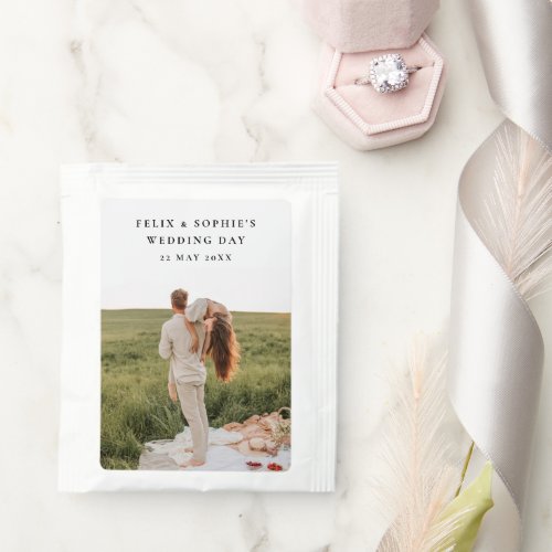 Chic Wedding Favor  Minimalist Elegant Photo Tea Bag Drink Mix