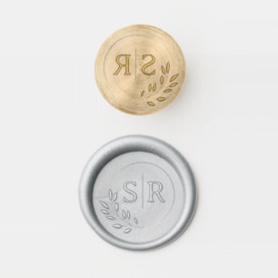 Chic Wedding Floral Circle Initials  Wax Seal Stamp