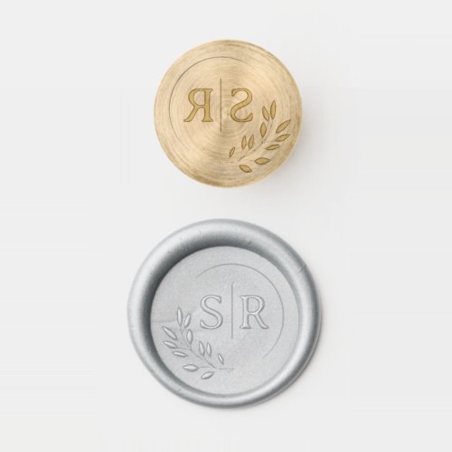 Chic Wedding Floral Circle Initials  Wax Seal Stamp
