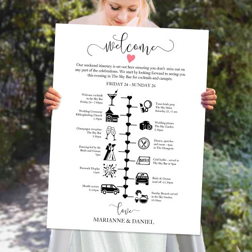 Chic Wedding Guest Pictogram Itinerary  Poster