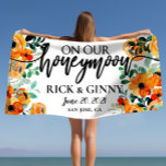 Chic Wedding Honeymoon Gifts Personalized Floral Beach Towel<br><div class="desc">What better way to start off your new life together than with a personalised beach towel for your honeymoon? These elegant custom name towels are perfect for the bride and groom who want to relax and enjoy some time together on the beach. They make a great wedding gift or bridal...</div>