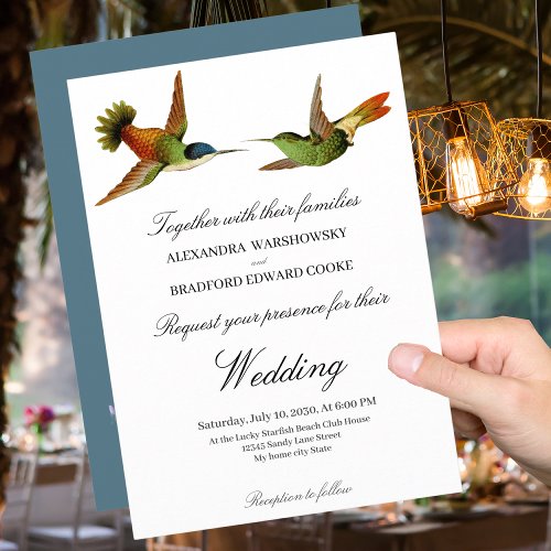 Chic Wedding Hummingbird wedding invitation Blue