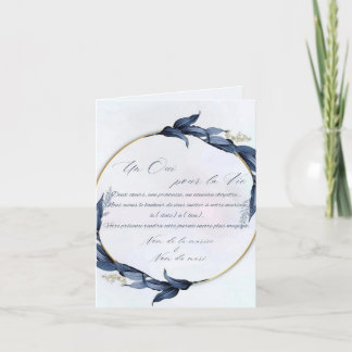 Chic wedding invitation blue and gold - "One Yes"